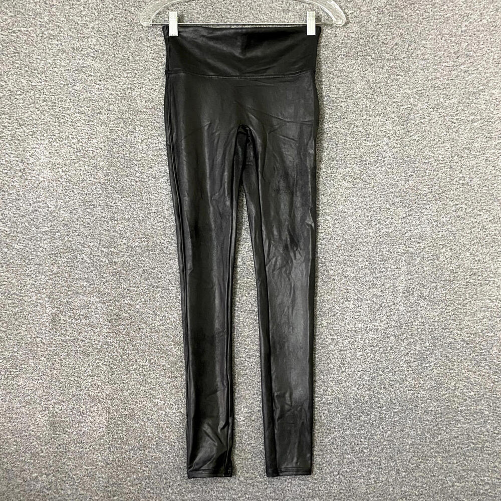 Spanx Women's Size Small Black High Waisted Faux Leather Leggings